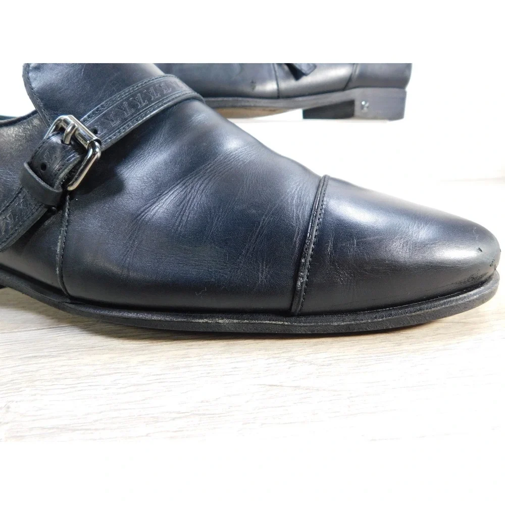 Louis Vuitton Mens Black Leather Single Monk Strap Dress Shoes Size 8M Luxury